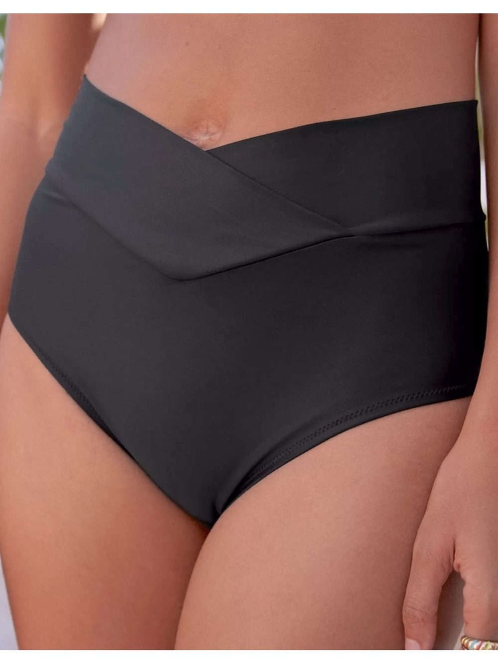 Aerie High Rise Full Coverage Crossover Bikini Bottom Size Large